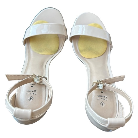 CALL IT SPRING VEGAN ALMOND TOE 4" HIGH HEEL SANDALS STILETTO PATENT NUDE 8 - Picture 12 of 16